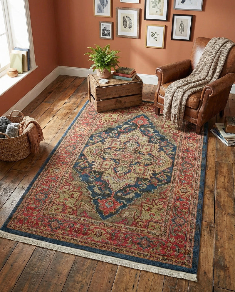Persian Elegance Collection Area Rug -  Golestan Rectangle Navy Blue  lifestyle 62