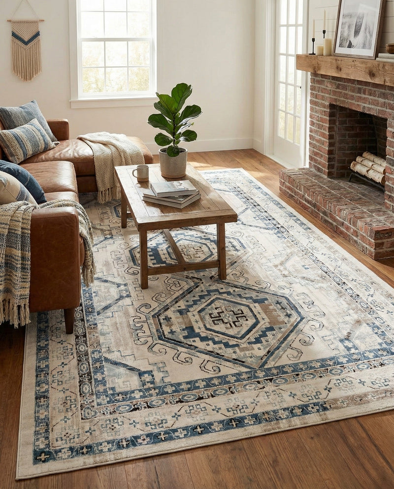 Savannah Elegance Collection Area Rug -  Tybee (Gray Blue) Rectangle Gray Blue  lifestyle 4