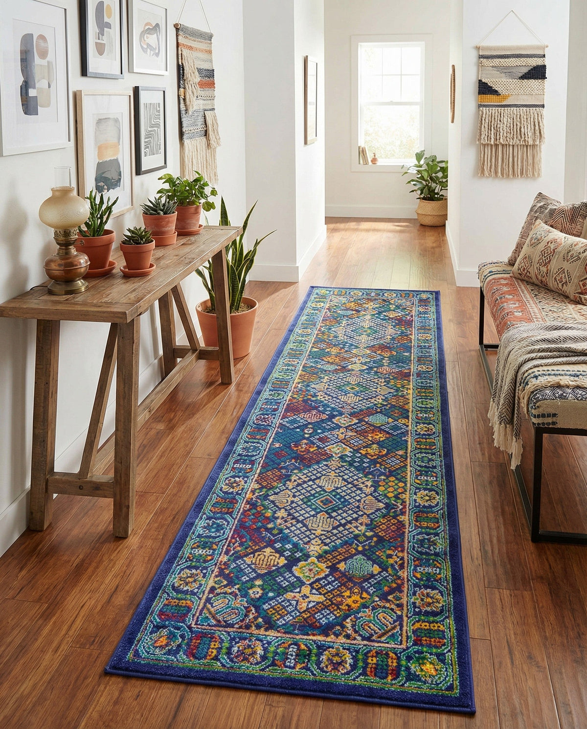Caribbean Cove Collection Area Rug -  Mustique Runner Navy Blue  lifestyle 173