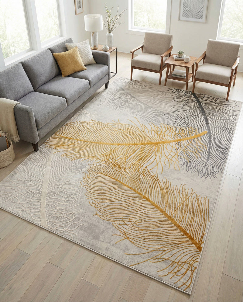 Bloomsbury Elegance Collection Area Rug -  Westminster Rectangle Yellow Gray  lifestyle 9