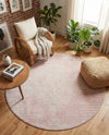Seychelles Stripes Collection Area Rug - Mahe (Pink) Round Pink  lifestyle 39
