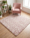 Berber Lattice Shag Collection Area Rug - Atlas (Light Pink) Square Light Pink  lifestyle 45