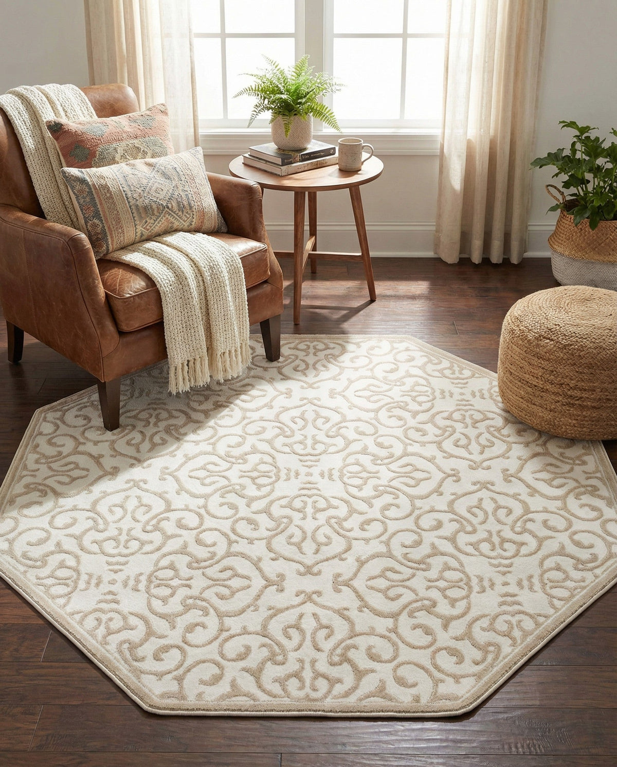 Andes Summit Collection Area Rug -  Pichincha Octagon Snow White  lifestyle 87