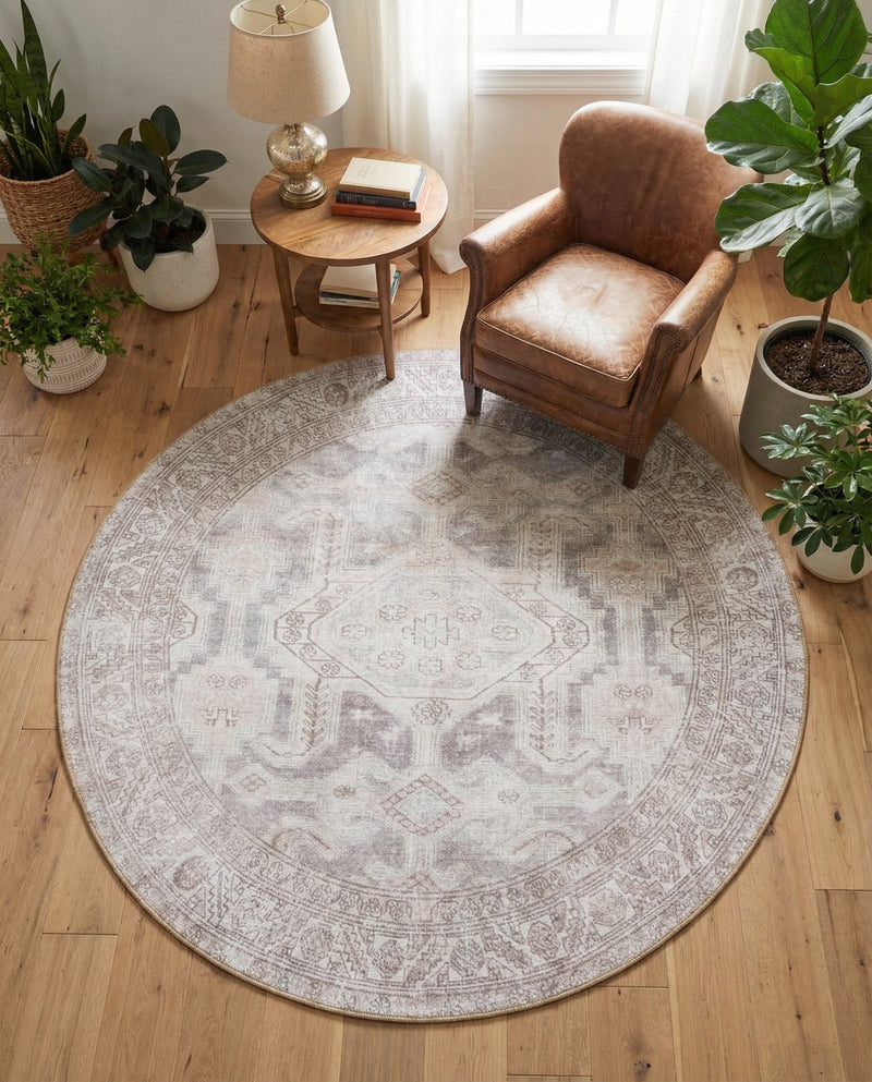 Heritage Elegance Collection Area Rug -  Charlottenburg Round Gray  lifestyle 79