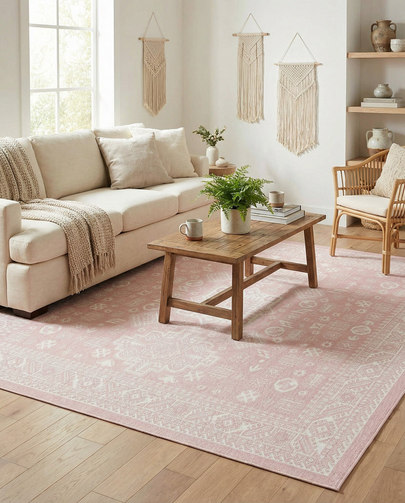 Tribal Terrace Treasures Collection Area Rug -  Incan Isle (Pink) Square Pink  lifestyle 45
