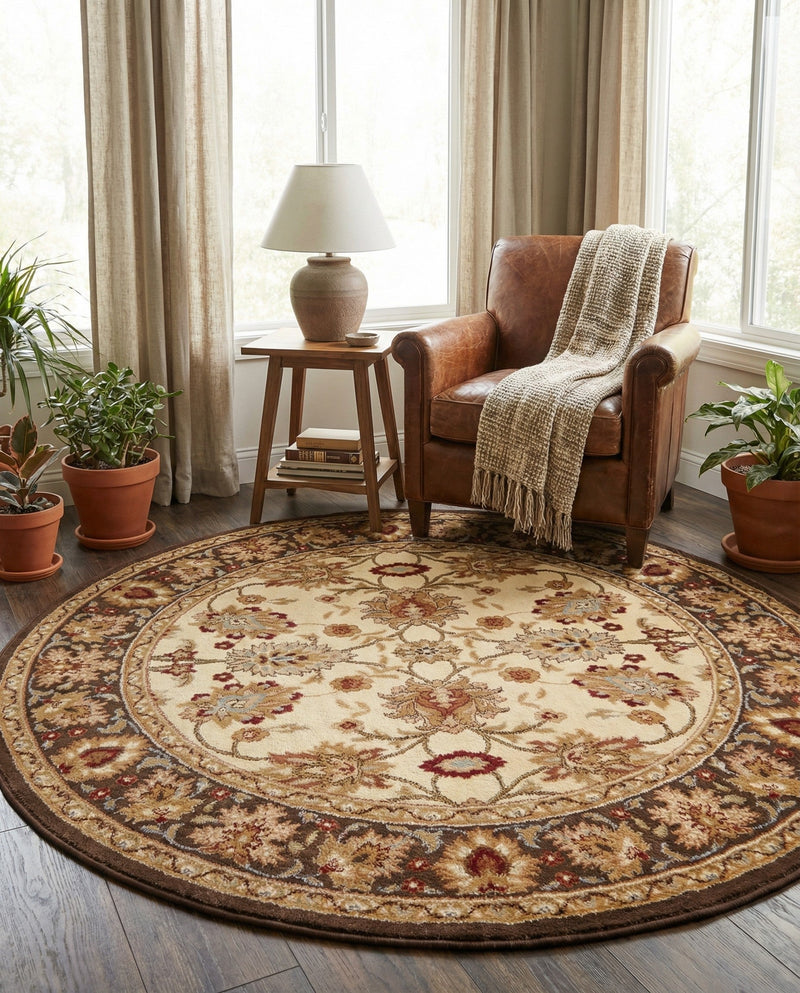 Jaipur Elegance Collection Area Rug -  Jal Round Cream  lifestyle 51