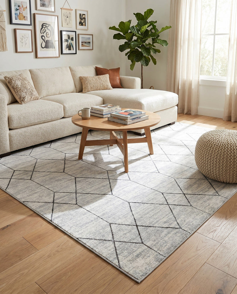 Garden Maze Retreat Collection Area Rug -  Greenbower Rectangle White  lifestyle 24