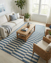 Seaside Stripes Collection Area Rug - Cabana (Blue) Rectangle Blue  lifestyle 18