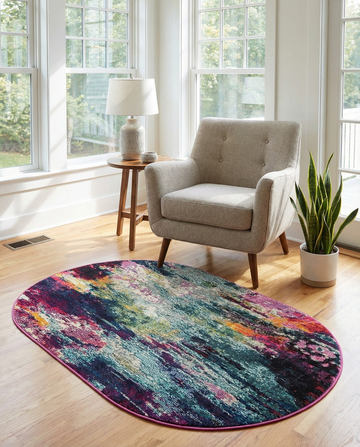 Chromatic Oasis Collection Area Rug -  Oasis Oval Multi  lifestyle 101