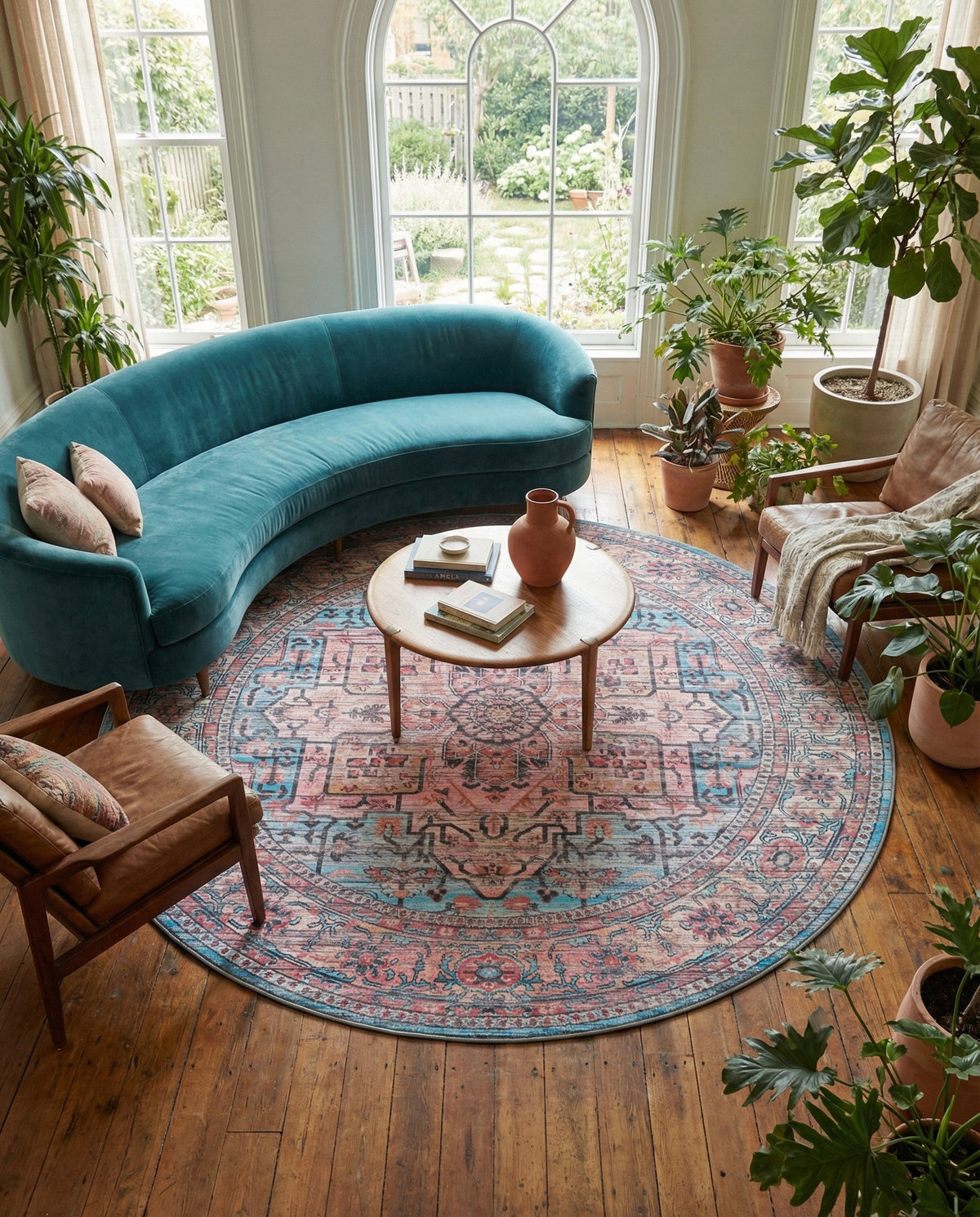 Zahara Oasis Collection Area Rug -  Fez Round Blue  lifestyle 86
