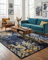 Venetian Tapestry Collection Area Rug - Murano Rectangle Navy Blue  lifestyle 52