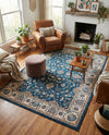 Casablanca Tapestry Collection Area Rug -  Marrakech (Egyptian Blue) Rectangle Egyptian Blue  lifestyle 5