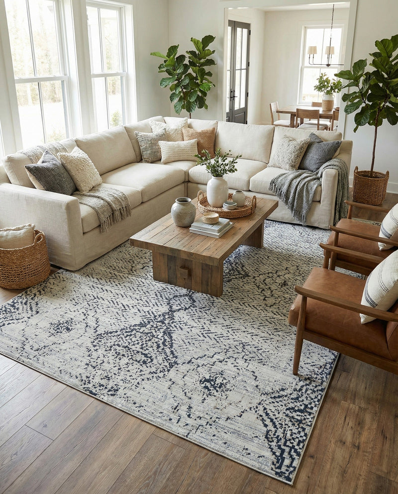 Aegean Elegance Washables Collection Area Rug -  Naxos Rectangle Black and White  lifestyle 34