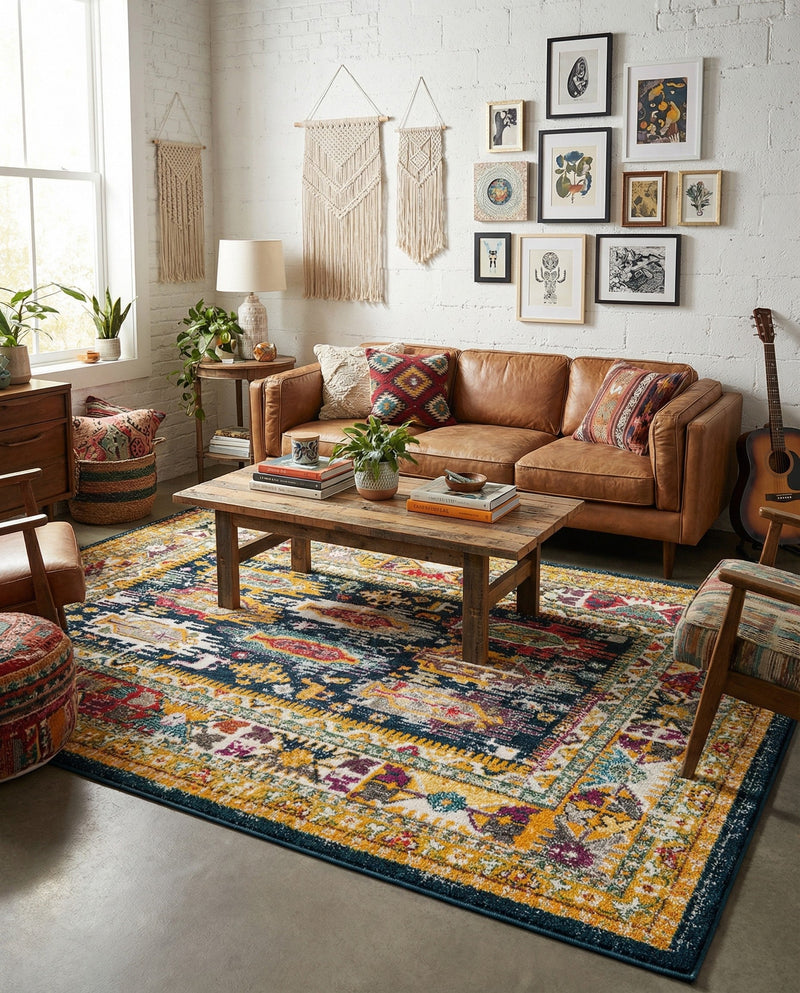 Brighton Terrace Collection Area Rug -  Portslade Rectangle Navy Blue  lifestyle 42