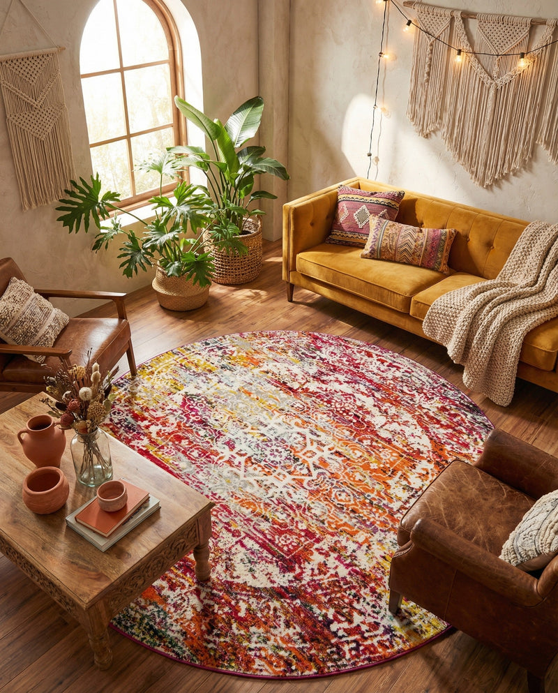Georgetown Rugs Collection Area Rug - Dupont (Multi) Round Multi  lifestyle 71
