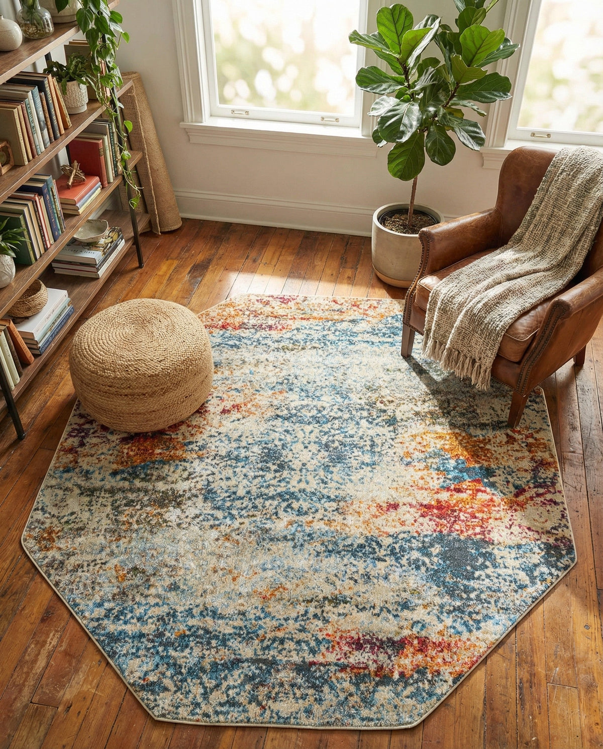 Caribbean Breeze Collection Area Rug -  Isla Octagon Cream  lifestyle 90