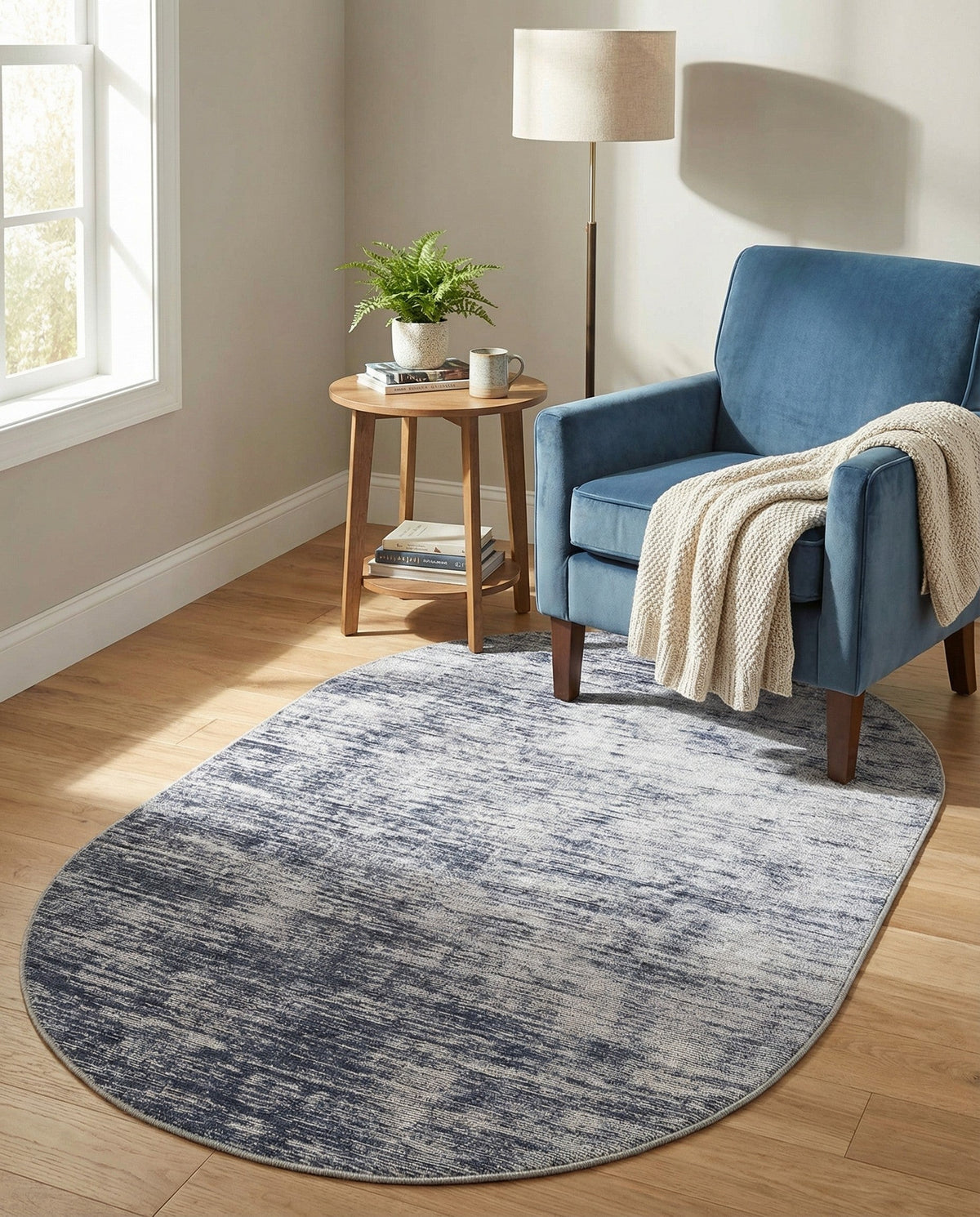 Sahara Essence Collection Area Rug - Oasis (Gray) Oval Gray  lifestyle 102