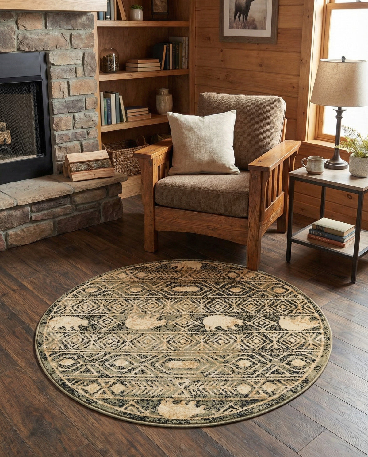 Frontier Trails Collection Area Rug -  Sedona Round Green  lifestyle 143
