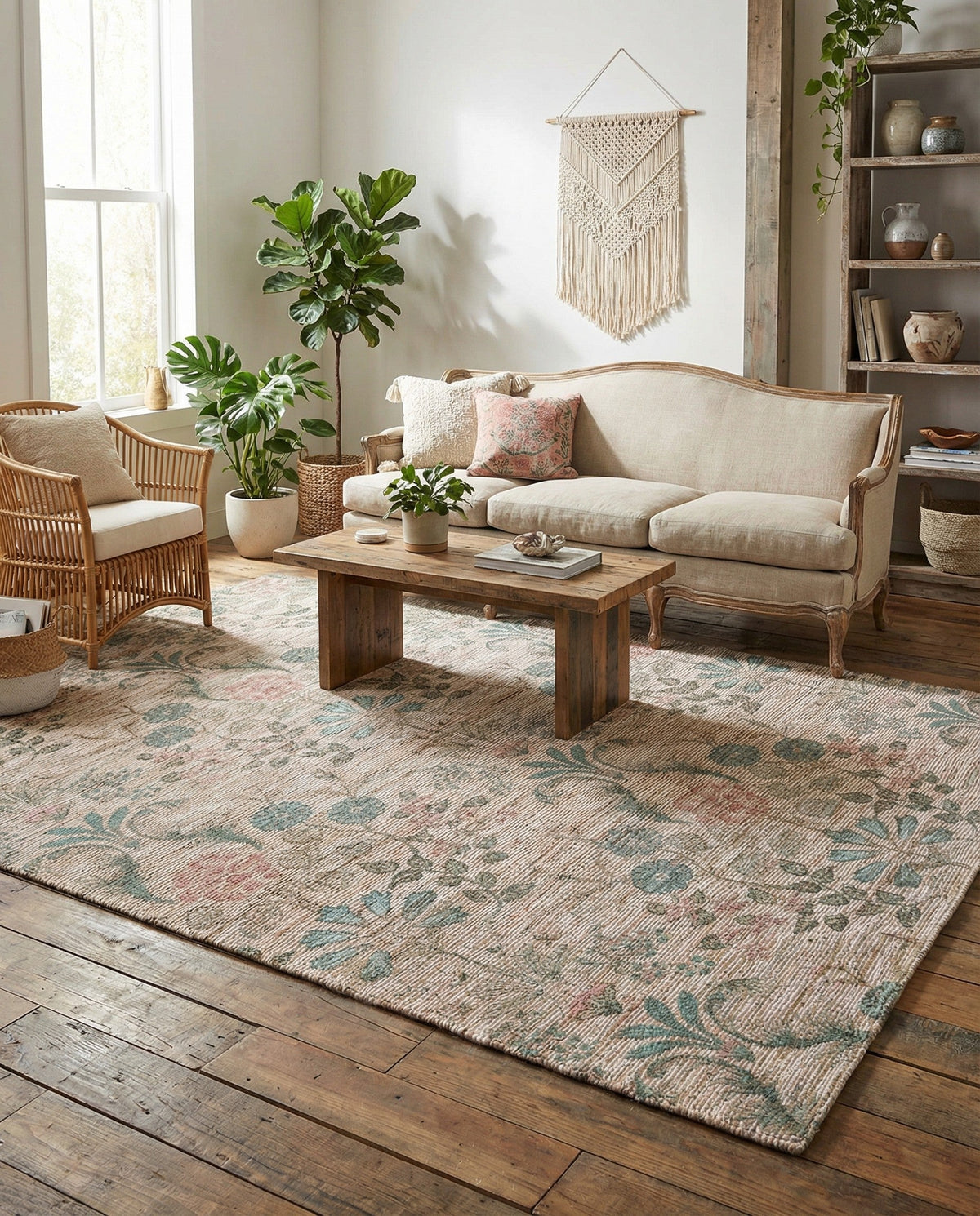 Savannah Threads Collection Area Rug -  Mendocino Rectangle Ivory  lifestyle 18