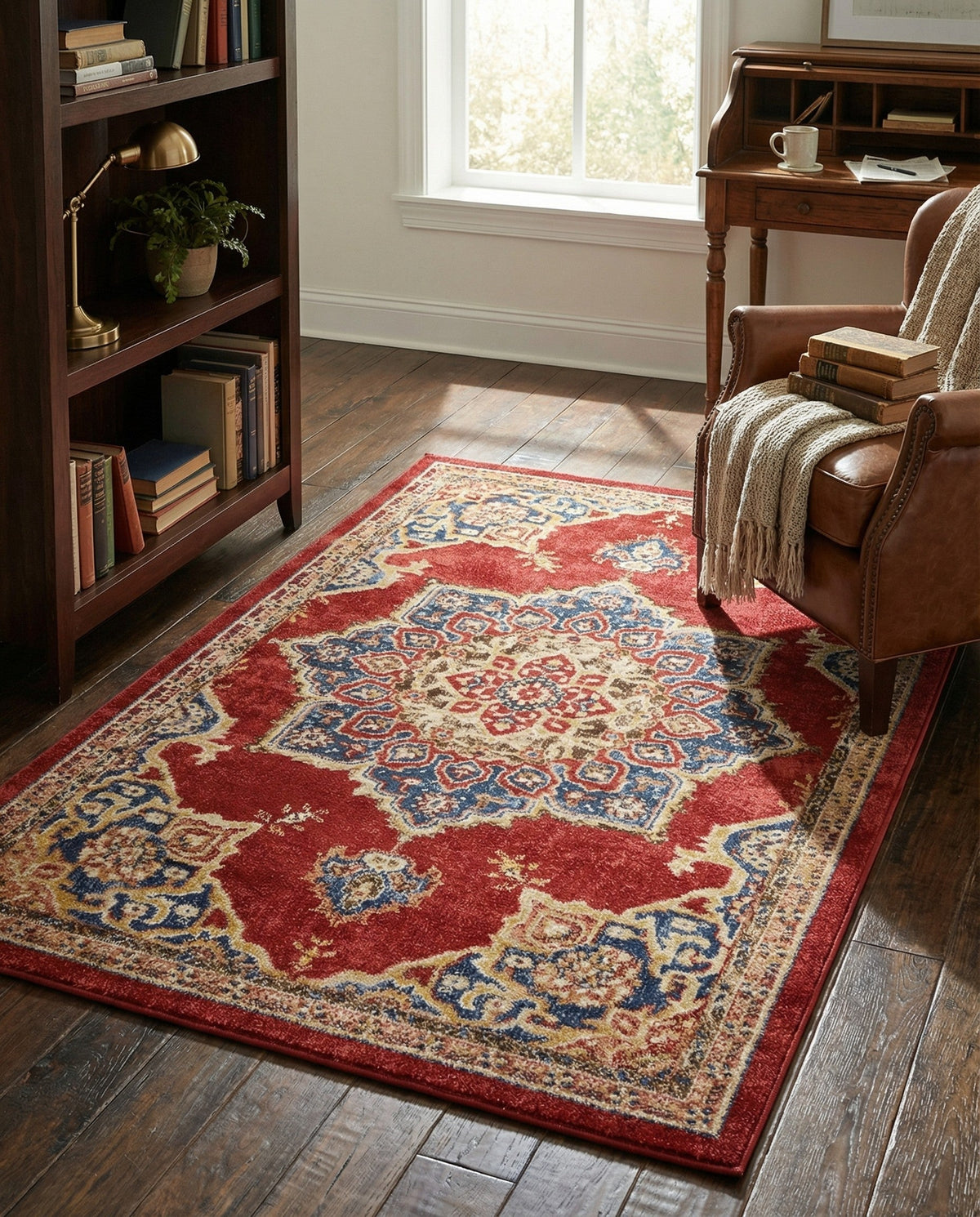 Eden Oasis Collection Area Rug -  Tranquility (Burgundy) Rectangle Burgundy  lifestyle 7
