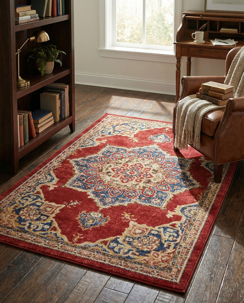 Eden Oasis Collection Area Rug -  Tranquility (Burgundy) Rectangle Burgundy  lifestyle 7