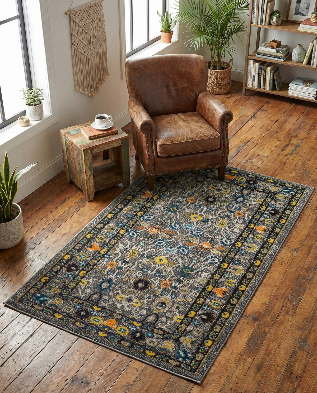 Chateau Elegance Collection Area Rug -  Luxembourg Rectangle Gray  lifestyle 18