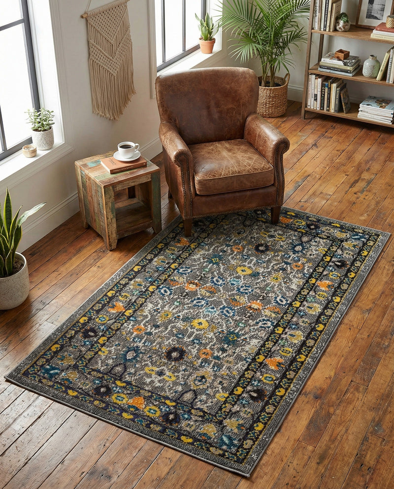 Chateau Elegance Collection Area Rug -  Luxembourg Rectangle Gray  lifestyle 18