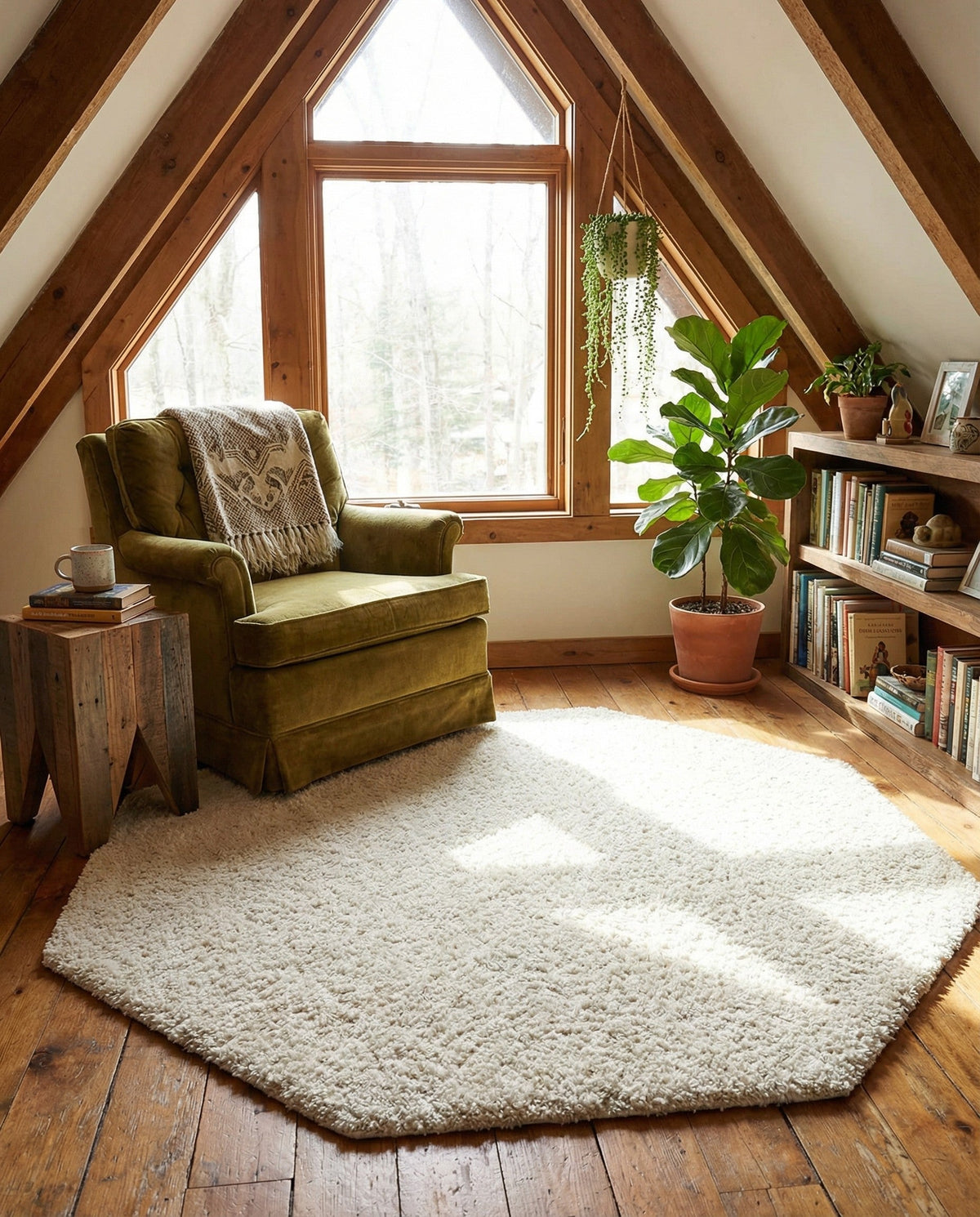 Plush Oasis Collection Area Rug - Serenity (Snow White) Octagon Snow White  lifestyle 118