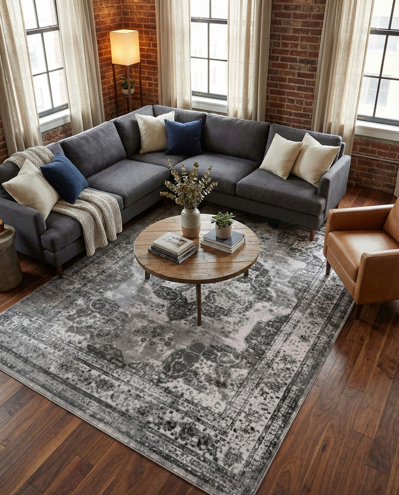 Riviera Elegance Collection Area Rug -  Menton (Gray) Rectangle Gray  lifestyle 18