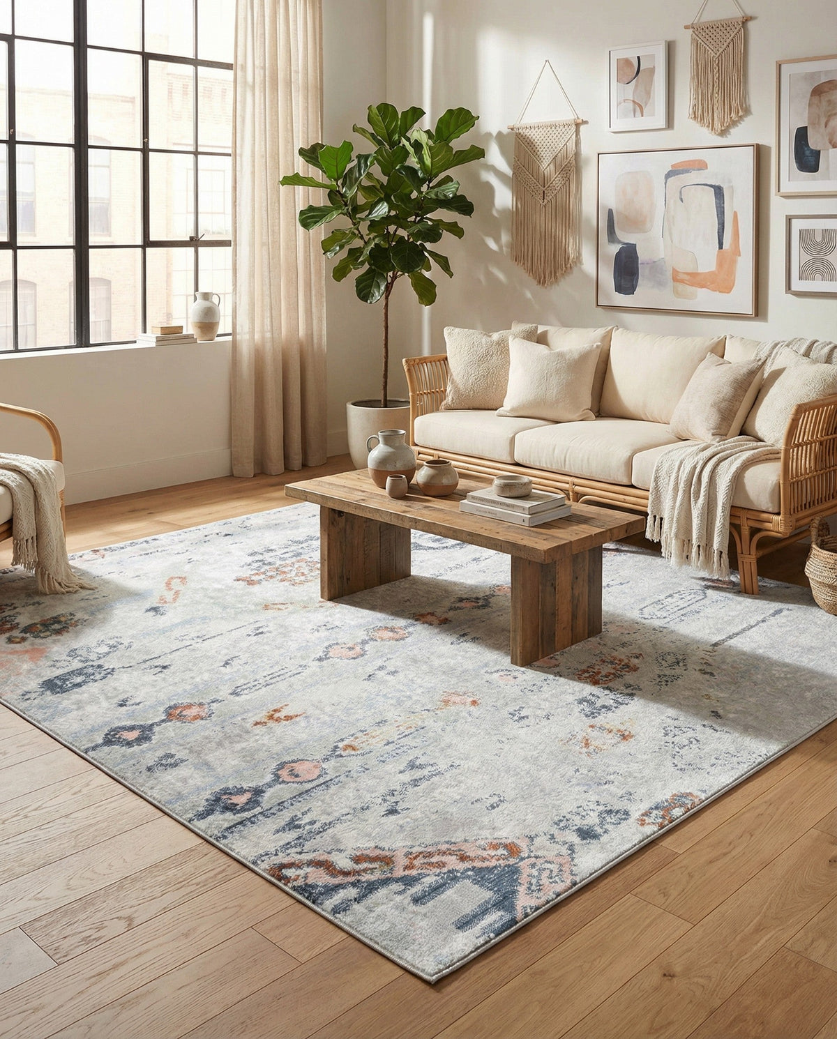 Aegean Elegance Washables Collection Area Rug -  Zakynthos Rectangle Ivory Gray  lifestyle 10