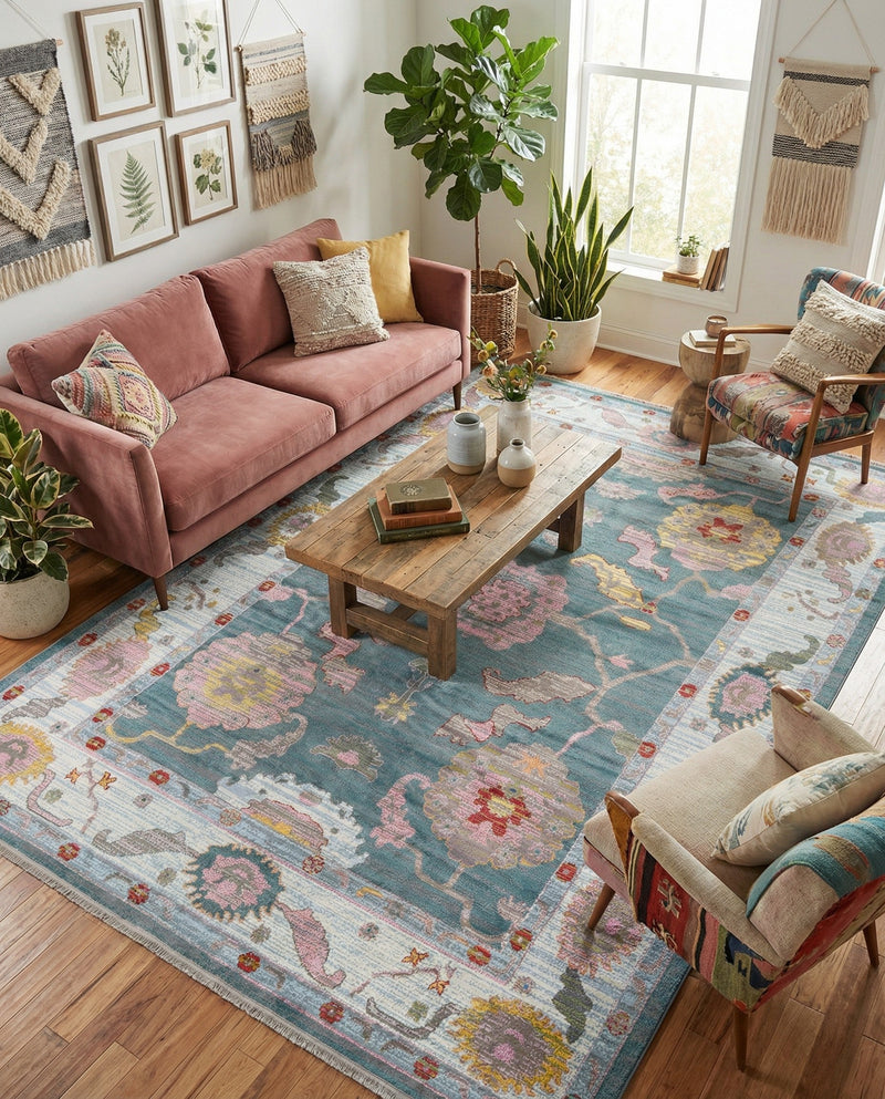 Arcadia Rugs Collection Area Rug - Eden (Gray and Blue) Rectangle Gray and Blue  lifestyle 11