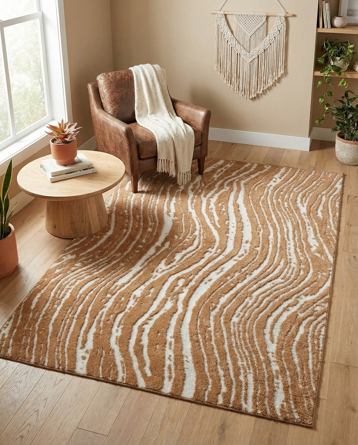 Sienna Collection Area Rug -  Garda Rectangle Caramel and Ivory  lifestyle 45