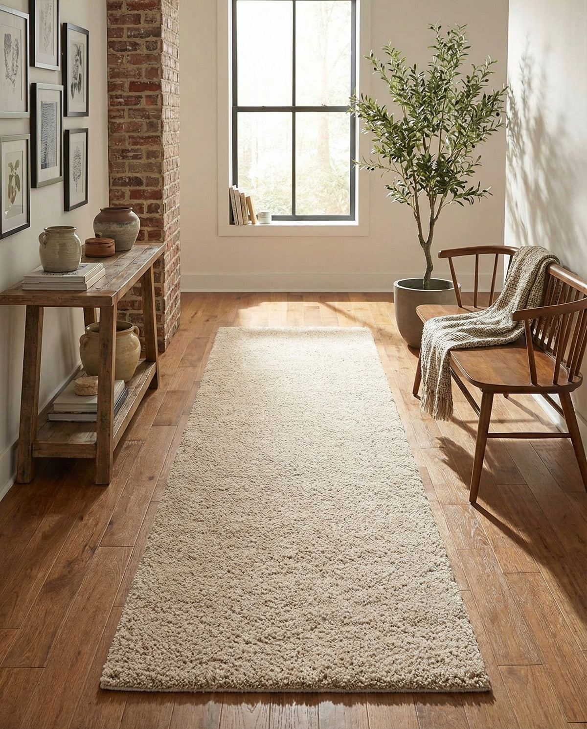 Cozy Comfort Shag Collection Area Rug - Haven (Oatmeal Beige) Runner Oatmeal Beige  lifestyle 95