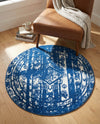 Brighton Stripes Collection Area Rug - Sussex (Navy Blue) Round Navy Blue  lifestyle 42