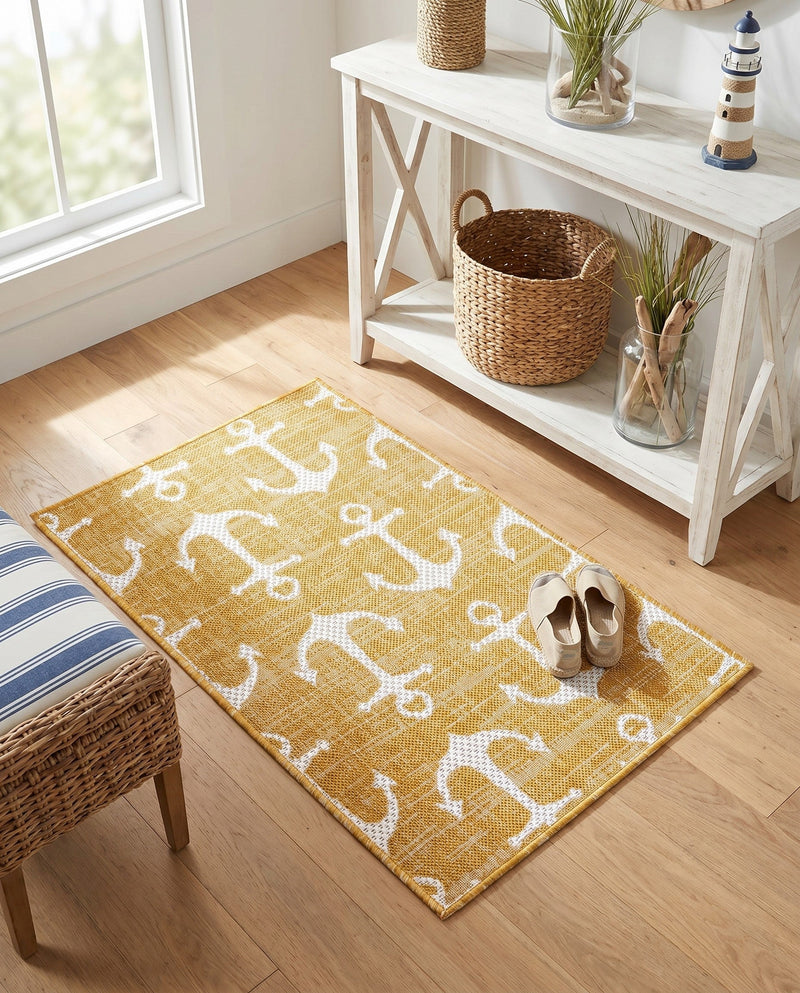 Seaside Haven Rugs Collection Area Rug - Sapphire (Yellow) Rectangle Yellow  lifestyle 12