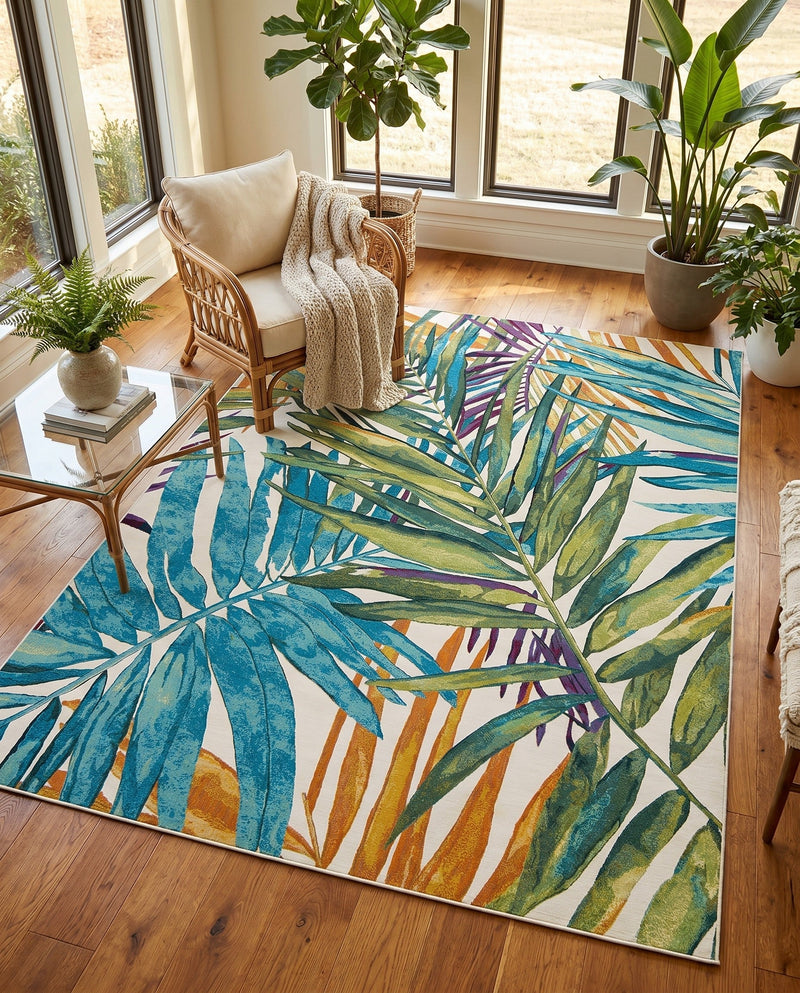 Seaside Blooms Collection Area Rug -  Arcadia Rectangle Multi  lifestyle 47