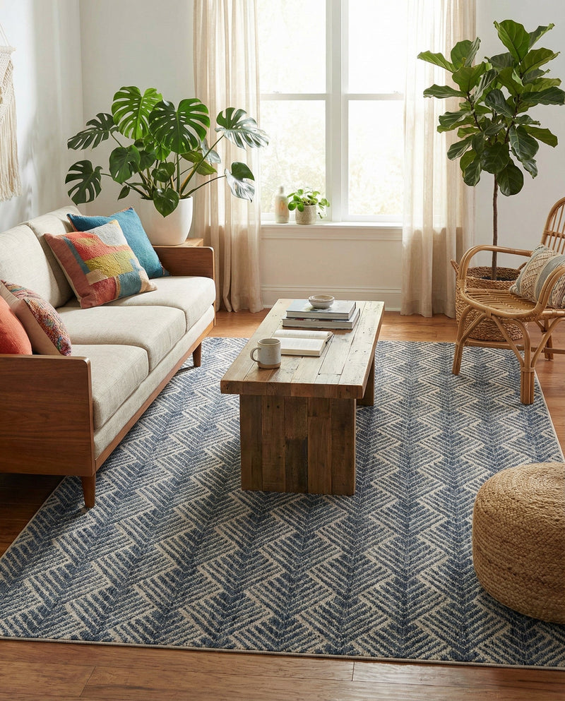 Geo Garden Lattice Collection Area Rug -  Casablanca Rectangle Harbor Blue  lifestyle 43