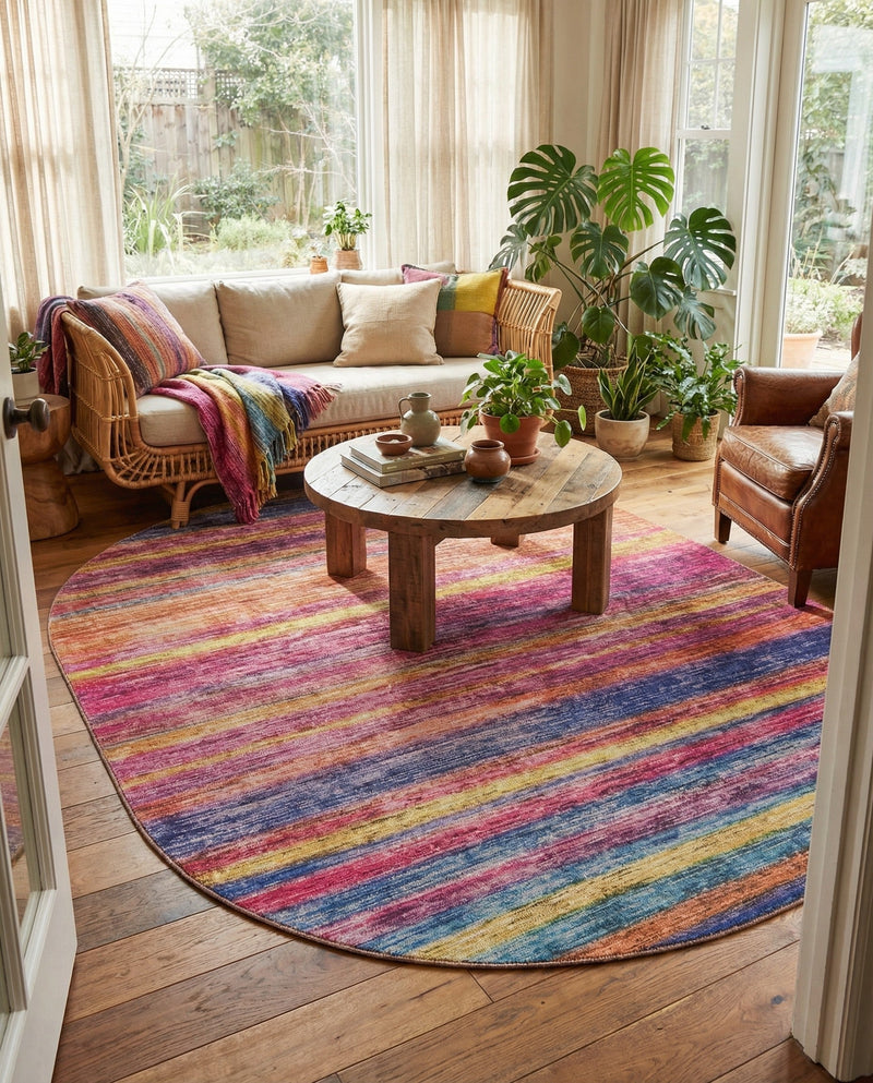 Sahara Essence Collection Area Rug - Oasis (Multi) Oval Multi  lifestyle 44