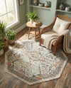 Seville Stripes Collection Area Rug -  Malaga (Ivory) Octagon Ivory  lifestyle 40