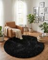 Eternal Plush Oasis Collection Area Rug -  Tranquility (Onyx Black) Round Onyx Black  lifestyle 60