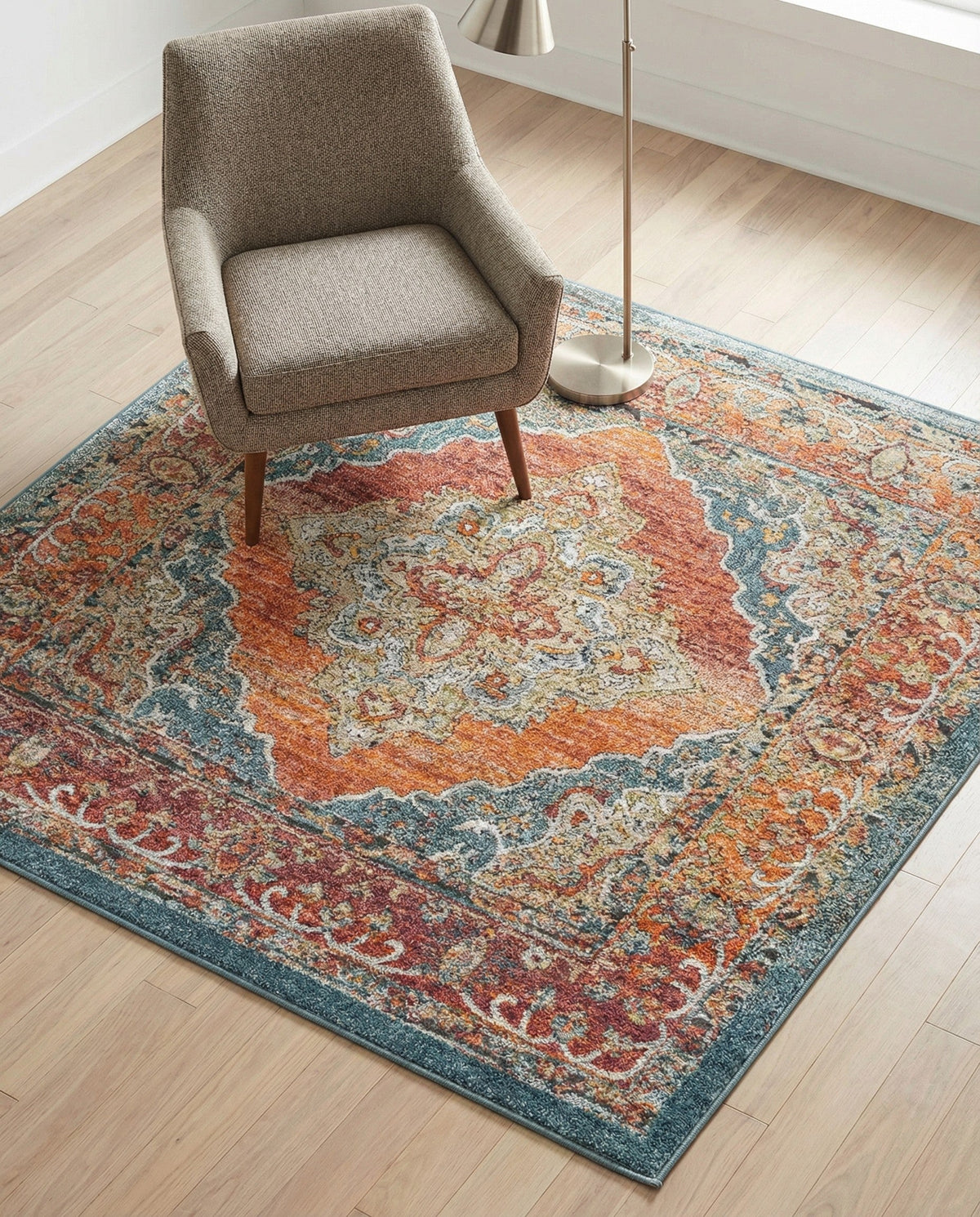 Savannah Soiree Collection Area Rug - Serengeti (Rust Red) Square Rust Red  lifestyle 64