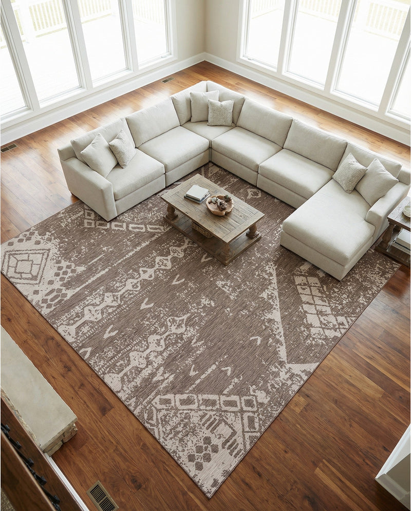 Desert Nomad Terrace Collection Area Rug - Sahara (Brown) Square Brown  lifestyle 65