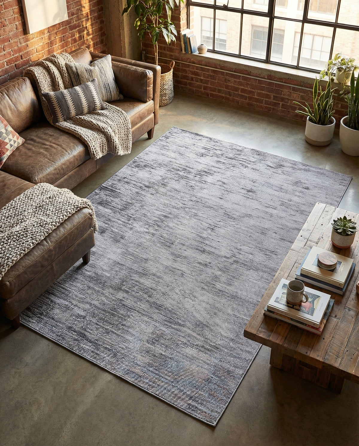 Sahara Essence Collection Area Rug - Oasis (Gray) Rectangle Gray  lifestyle 5