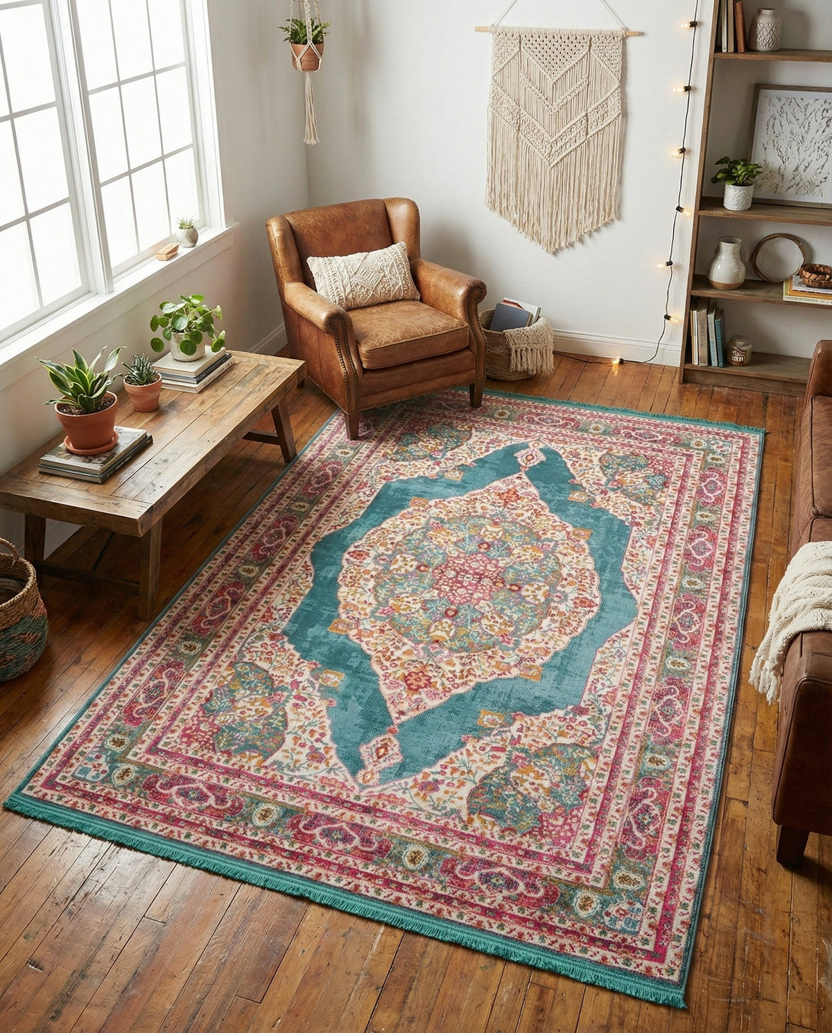 Caribbean Breeze Collection Area Rug -  Windward Rectangle Turquoise  lifestyle 71