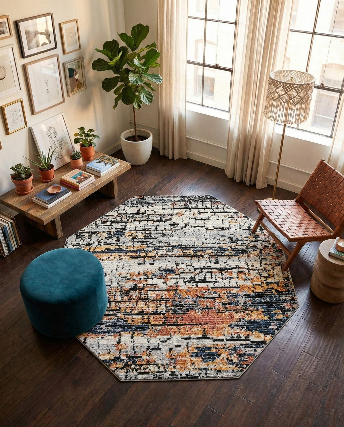 Santa Fe Trails Collection Area Rug -  Chaparral Octagon Multi  lifestyle 119