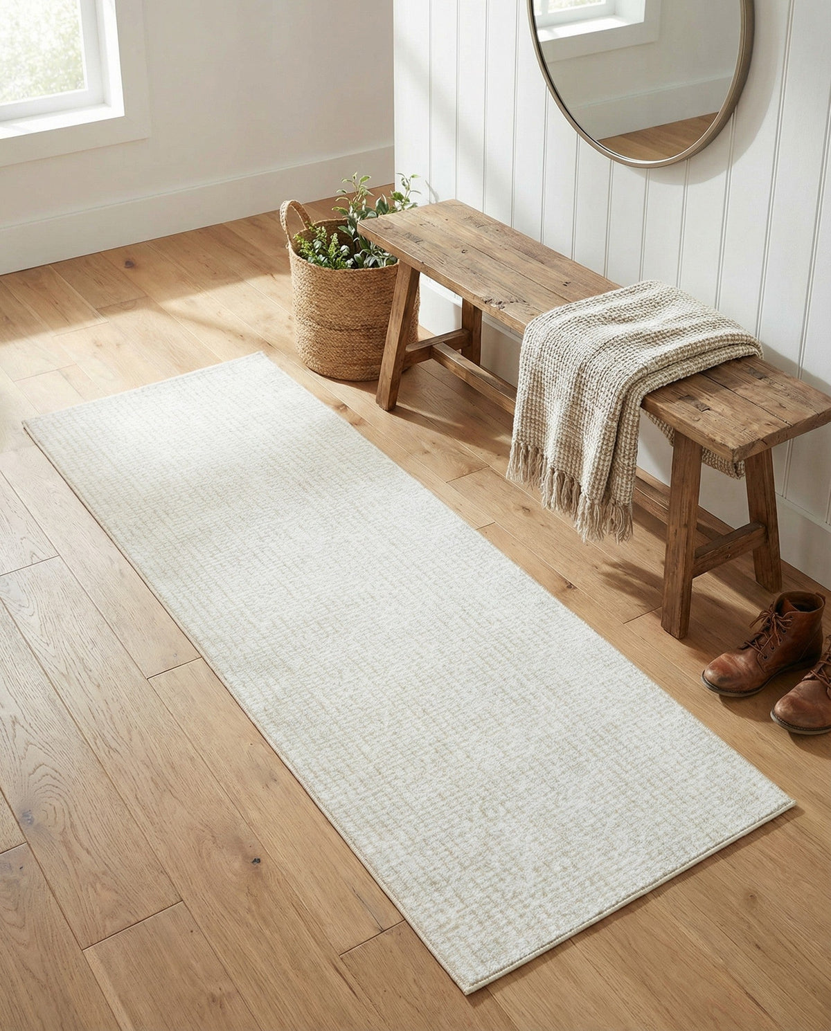 Aravalli Collection Area Rug -  Jaisalmer Runner Ivory White  lifestyle 189