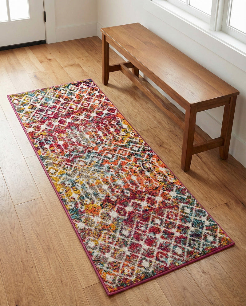 Mediterranean Lattice Collection Area Rug - Santorini (Multi) Runner Multi  lifestyle 42