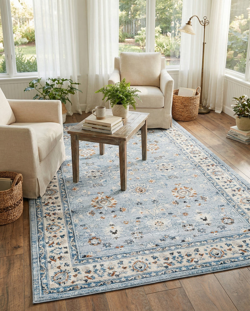 Savannah Elegance Collection Area Rug - Augusta (Aqua Blue) Rectangle Aqua Blue  lifestyle 24