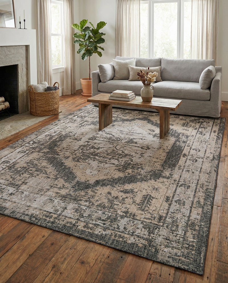 Patio Heritage Collection Area Rug -  Augusta (Charcoal) Rectangle Charcoal  lifestyle 3
