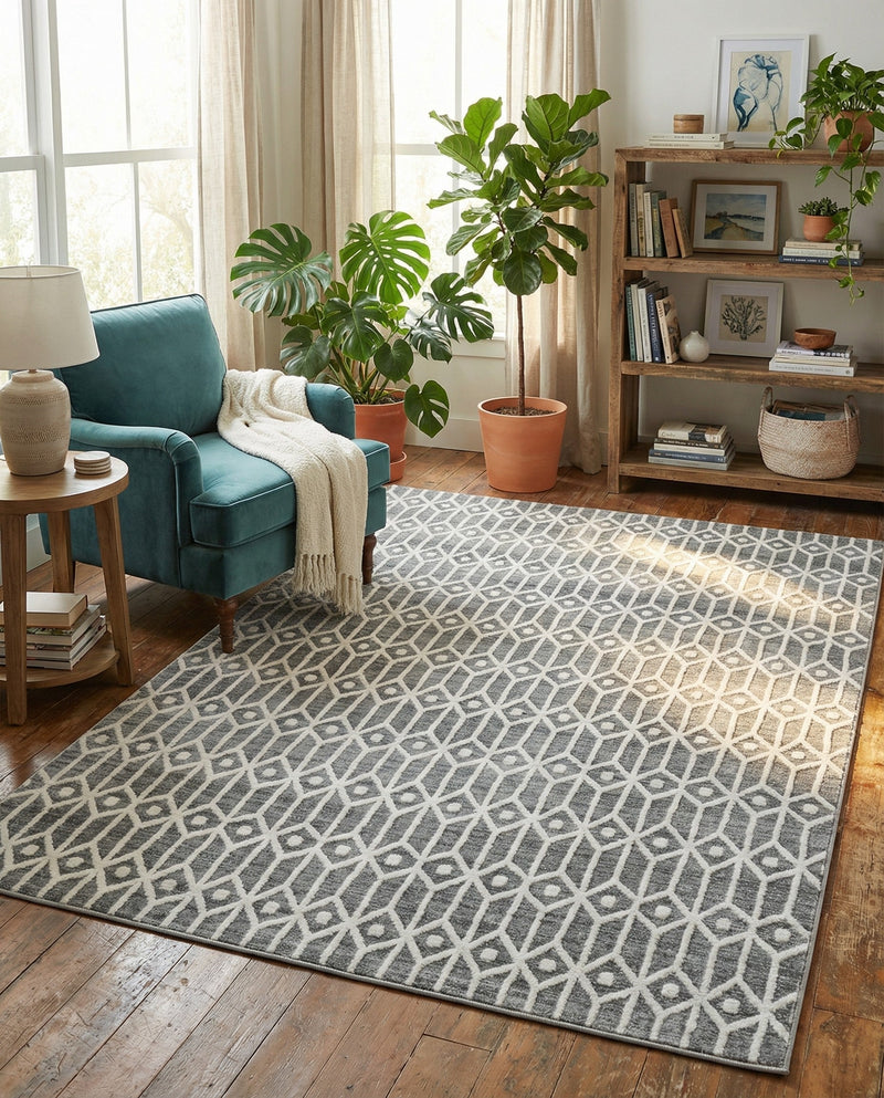 Garden Maze Retreat Collection Area Rug -  Mazeview Rectangle Gray  lifestyle 15